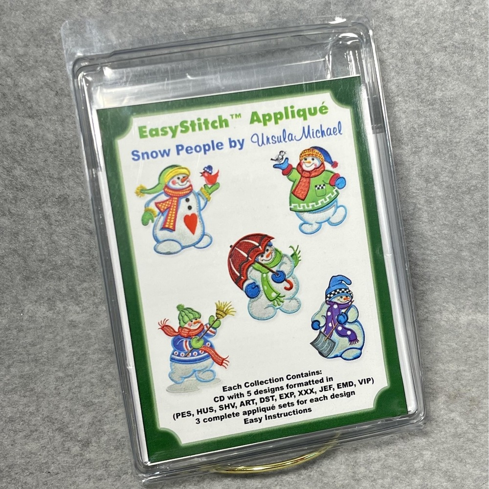 EasyStitch Snow People CD Designs Applique‎ Embroidery Kit 5x7 Snowman Christmas